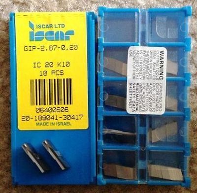 ISCAR GIP 2.87 - 0.20 IC 20 K10 Carbide Inserts Grooving 10 Pcs New Self Grip