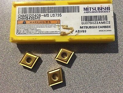 MITSUBISHI CNMG 432MS US735 120408 Lathe Carbide Inserts 3 Pcs New Gold Tools
