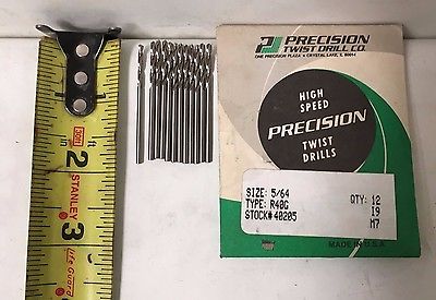 Lot of 12 High Speed Steel Drills 5/64 PRECISION Twist Drills R40G Made in USA