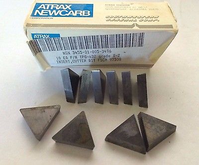 10 Pcs ATRAX NEWCARB TPG 432 Grade X-2 Lathe Carbide Inserts NSN 3455 USA Made