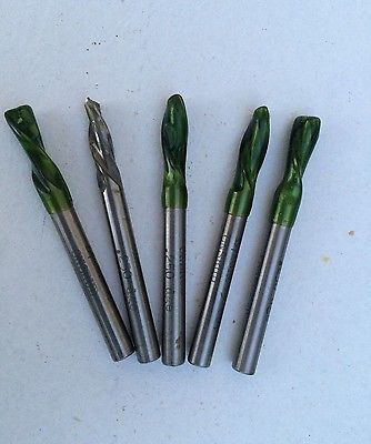 Lot of 5 ONSRUD Cutter Bits 2 Flute 1/4" For Wood Non Ferrous Metal End Mill