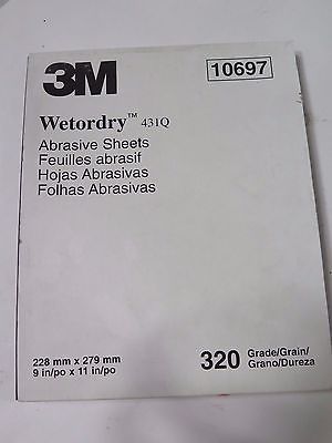 3M 9 x 11" Wetordry 431Q Abrasive Sheets 10697 Grit 320 Qty 50 Brand New