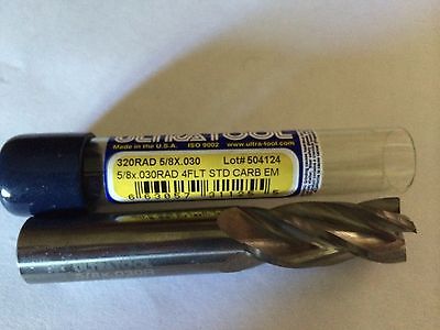 Ultra Tool 5/8" 320RAD End Mill 4 Flute .030 STD Carbide 504124 New