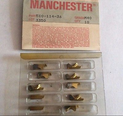 MANCHESTER 510 114 36 M40 3350 Grooving Lathe Carbide Inserts Gold 10 Pcs New