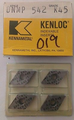 KENNAMETAL KENLOC DNMP 542 K 45 Lathe Carbide Inserts 4 Pcs Mill Cut-Off New