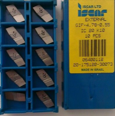 ISCAR GIF 4.78-0.55 IC 20 External Carbide Inserts 10Pcs Lathe Grooving Cut-Off