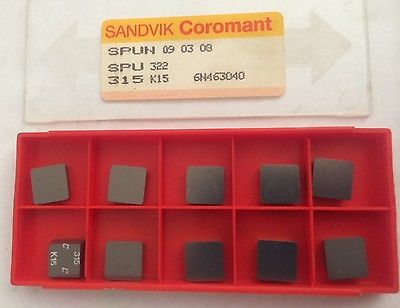 SANDVIK Coromant SPUN 09 03 08 SPU 322 315 K15 Lathe Mill Carbide Inserts 10 Pcs