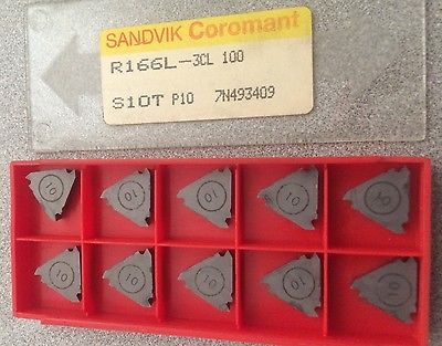 SANDVIK Coromant R166L 3CL 100 S1OT P10 Threading Lathe Carbide 10 Inserts New