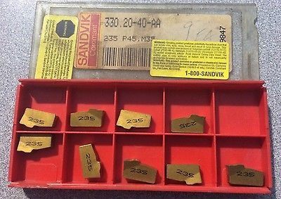 SANDVIK Coromant 330.20 40 AA 235 P45 M35 Lathe Grooving Carbide 9 Inserts Gold