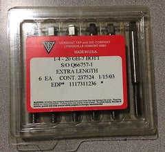 Lot of 6 VERMONT Taps 1/4 - 20 Bottom GH-7 Extra Length USA Made Q66757-1 New Free Shipping