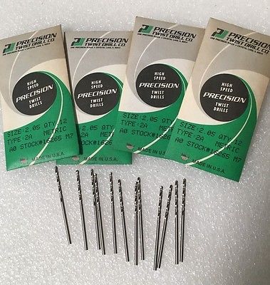Lot of 12 High Speed Steel Drills 2.05 PRECISION Twist Drills Made in USA