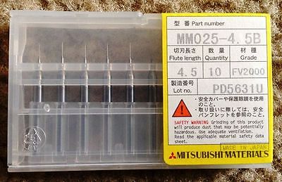 10 New Micro Solid Carbide Drill Bits Mitsubishi MM 025 - 4.5 PCB Jewelry CNC