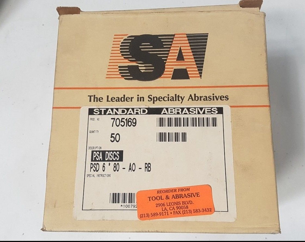 50 Pcs Standard Abrasives PSA Sanding Disc 705169 PSD 6 80 AO RB New USA