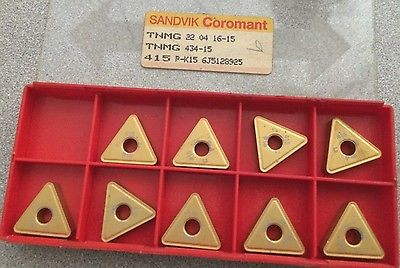 SANDVIK Coromant TNMG 434-15 22 04 16 415 P-K15 Lathe Carbide Inserts 9 Pcs Gold