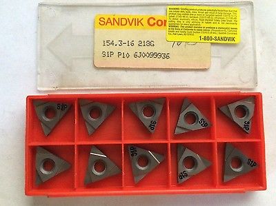 10 Pcs SANDVIK Coromant 154.3 16 210G S1P P10 Threading Lathe Carbide Inserts
