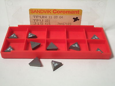 SANDVIK Coromant TPUN TPU 221 315 K15 Lathe Carbide Inserts 10 Pc New