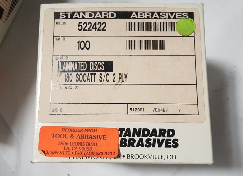 100 Pcs Standard Abrasives 2" Laminated Disc Scotch 522422 2 PLY New 180 SOCATT