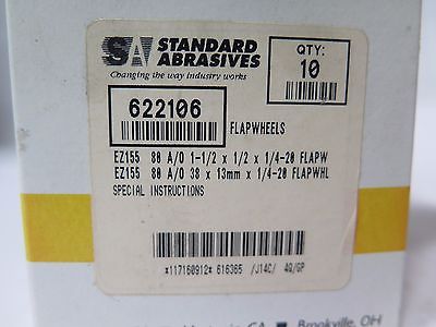 Standard Abrasives 622106 Flap Wheels EZ155 80 A/O 1-1/2 x 1/2 x 1/4-20 Qty10