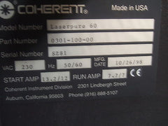 COHERENT INNOVA 300 Power Supply Laser 310 Laserpure 60 System Powertrack