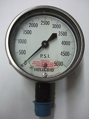 HELICOID Pressure Gauge 0-5000 Psi Gage Made in USA Part No: E3M2J5A000000