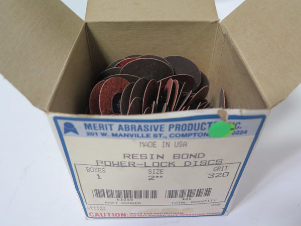 100 Pcs MERIT Resin Bond Power-Lock Discs 61052 2" 320 Grit Brand New