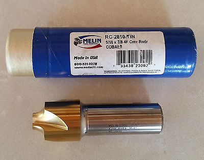 MELIN 4 Flute Corner Rounding Cobalt 5/16 Radius 7/8 Shank RC-2810 TIN End Mill