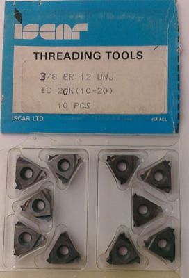 ISCAR Threading Tool 3/8 ER 12 UNJ IC 20 Carbide Inserts 10 Pcs Thread Lathe New