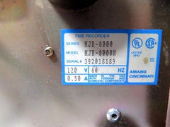 AMANO MJR-8000 Computerized Calculating Time Clock, Used, Excellent Condition