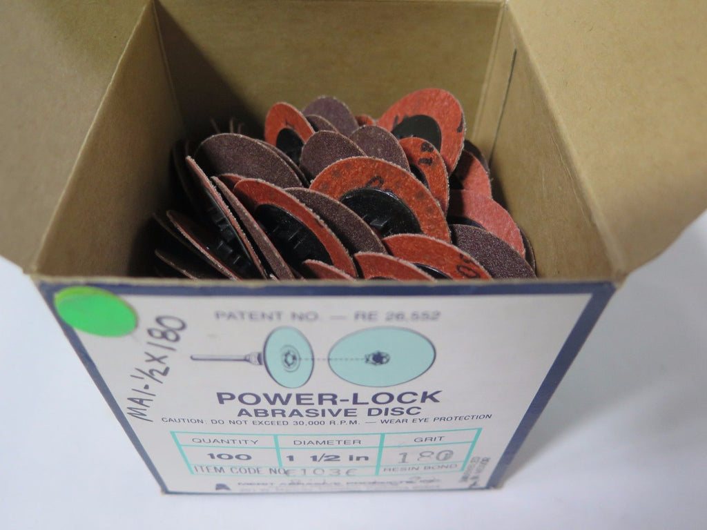 100 Pcs MERIT Power-Lock Abrasive Disc 61036 PLD 1-1/2" DIA Grit 180 Brand New