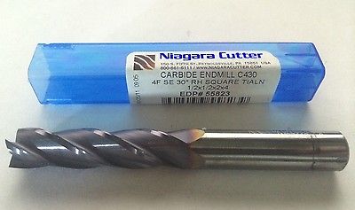Niagara Cutter 1/2 x 1/2 x 2 x 4 5F SE 30 RH End Mill Square Tialn Carbide 55823