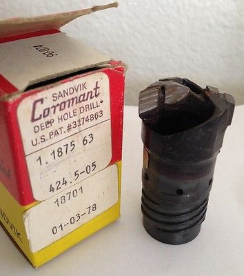 SANDVIK Coromant Carbide Ejector Deep Hole Drill 1.1875 Diameter 424.5-05 New