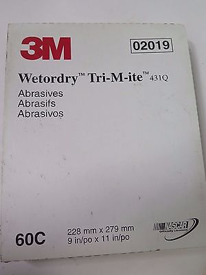 3M 9 x 11" Wetordry Tri-M-ite 431Q Abrasives Sheets 02019 Grit 60C Brand New