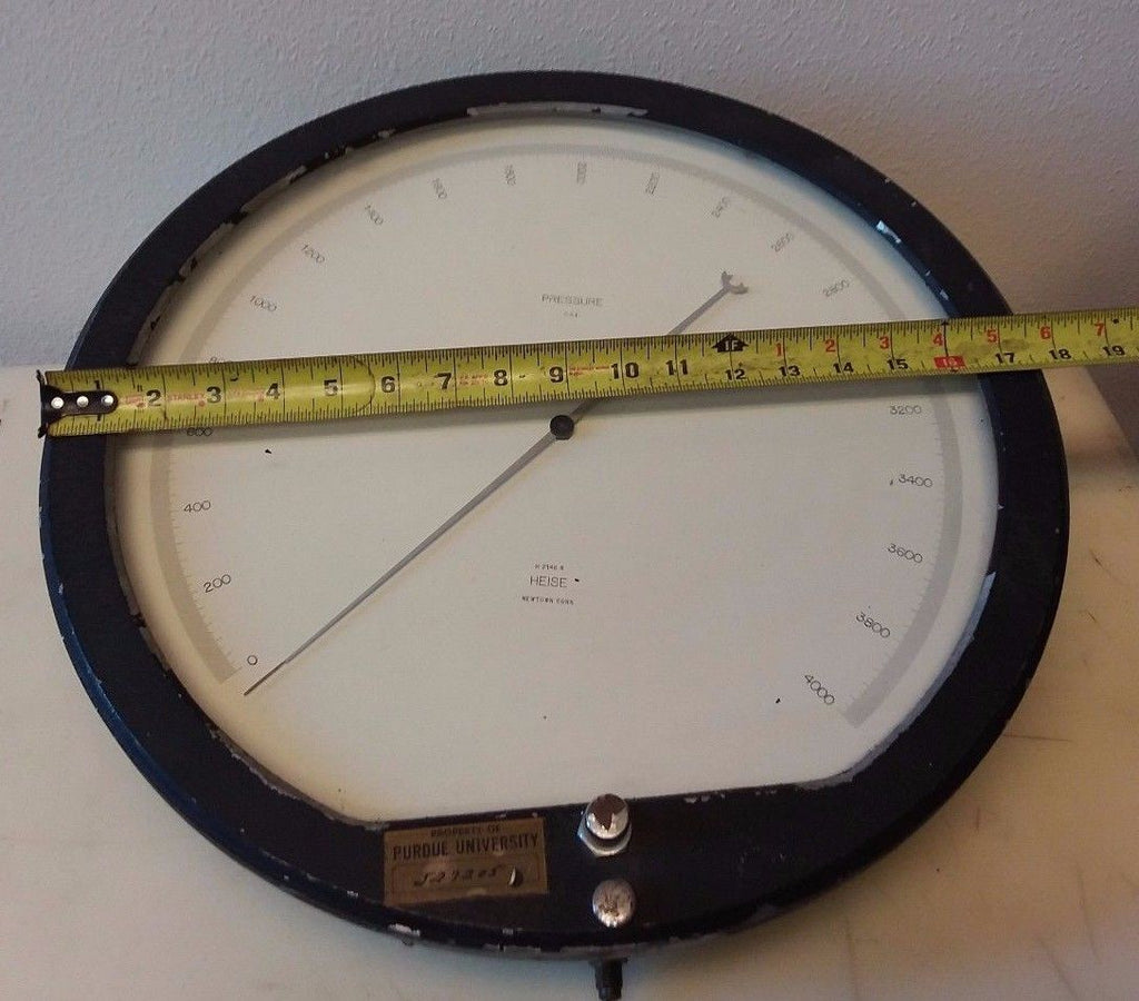 HEISE Pressure Gauge 0-4000 16" Divisions Test Gage Newtown Conn Steampunk