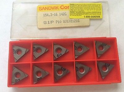 10 Pcs SANDVIK Coromant 154.3 16 142G S1P P10 Threading Lathe Carbide Inserts