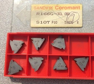SANDVIK Coromant R166G 3CL 080 S10T P10 Threading Lathe Carbide Inserts 7 Pcs
