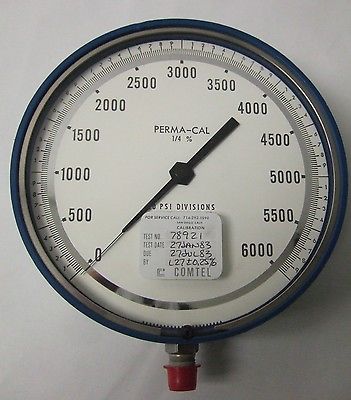 PERMA CAL 1/4% Gauge 0- 6000 Psig Pressure Test Gage 20 Psi Divisions
