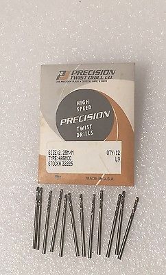 Lot of 12 High Speed Drills 2.25 mm PRECISION Twist Drills Made in USA