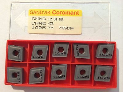 10 Pcs SANDVIK Coromant CNMG 432 1025 P25 Lathe Carbide Inserts 12 04 08 Tools
