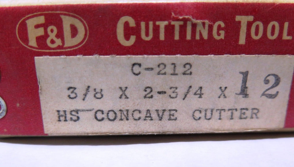 F&D Cutting Tools HS Mill Concave Cutter 3/8 x 2-3/4 x 1 C-212 Milling