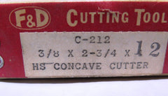 F&D Cutting Tools HS Mill Concave Cutter 3/8 x 2-3/4 x 1 C-212 Milling