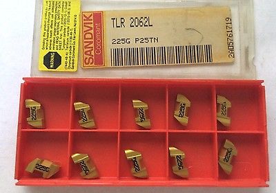 10 Pcs SANDVIK Coromant TLR 2062L 225G P25TN Lathe Grooving Carbide Inserts Gold