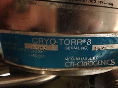 Austin Scientific Deposition Sputtering CTI Cryogenic Cryo Torr 8 Vacuum Pump