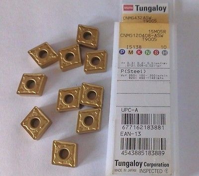 10 Pcs Tungaloy CNMG 432 ASW T9005 120408 15M05R Lathe Carbide Inserts Gold New
