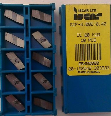 ISCAR GIF 4.00E-0.40 IC 20 K10 Carbide Inserts 10Pcs Lathe Grooving Cut-Off New