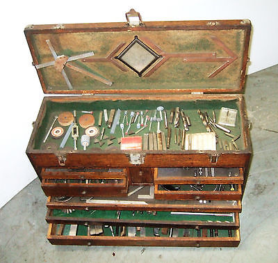 Vintage Union Tool Chest Wood Machinist's Chest With Eight Drawers