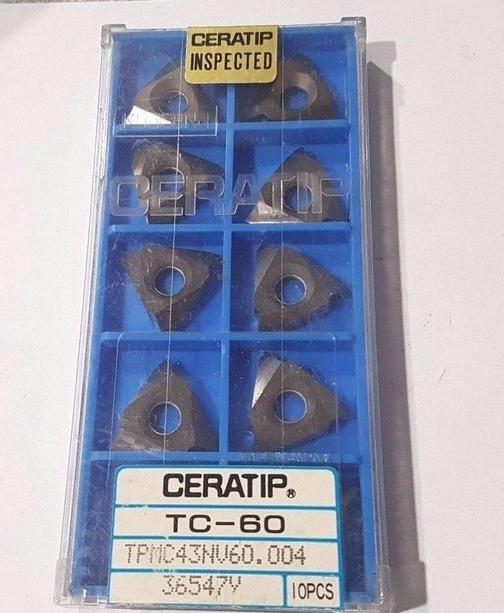 10 Pcs Ceratip TC-60 TPMC 43 NV 60 004 Lathe Carbide Inserts Tools Threading New