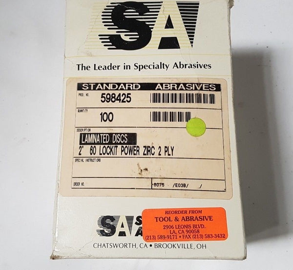 100 Pcs Standard Abrasives 2" Laminated Disc Scotch 598425 2 PLY New 60 SOCATT