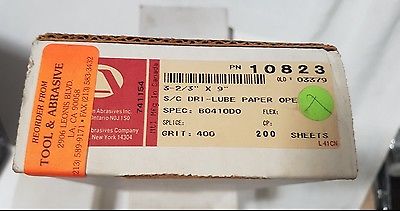 Carborundum Abrasives 400 Grit Cut 200 Sheets 10823 3-2/3" x 9" Dri-Lube New