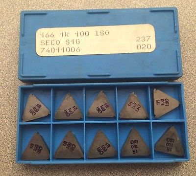 Seco 166 1R 100 ISO S1G 237 020 Threading Lathe Carbide Inserts 10 Pcs Tools New