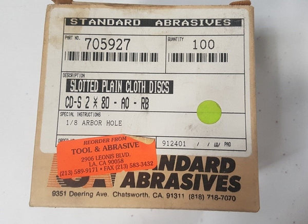 100 Pcs Standard Abrasives 705927 Slotted Plain Cloth Discs 1/8 Arbor Hole New